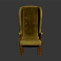 Yellow Velvet High Back Armchair With Button Tufted Design And Wooden Legs