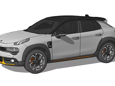 Modern White SUV With Black Roof Sporty Design And Orange Accents 3d model