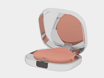 Open Cosmetic Blush Powder Compact With Mirror And Pink Blush Inside 3d model