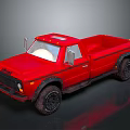 Red Pickup Truck 3D Model With Rugged Exterior And Black Wheels