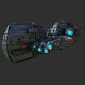 Futuristic Spaceship 3D Model With Mechanical Structure And Blue Engine Lights 3d model