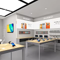 Modern Digital Store Interior With Apple Vivo OPPO Mobile Phones On Display Counters