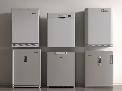 Haier Refrigerators And Freezers Various Models Display In Modern Kitchen Setting 3d model