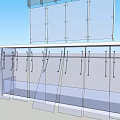 Modern Sideboard With Transparent Glass Doors And Multiple Storage Shelves