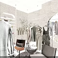 Bed House Modern Mall Store With Glass Window And Clothing Display Mannequins