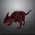 Fierce Red Dragon Creature With Horns Spikes Sharp Teeth And Claws 3d model