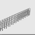 Silver Metal Retractable Gate With Wheels Arranged In A Row On Dark Background 3d model