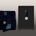 Small and Large Safe Boxes with Electronic Keypad Lock Open Door and Visible Interior 3d model