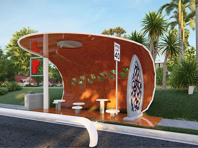 modern bus platform 3d model