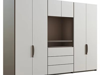 Modern Wardrobe Interior Design With White Doors Drawers And Open Shelf Storage Space 3d model