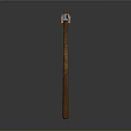 Sturdy Hammer with White Head Red Claw and Wooden Handle on Gray Background