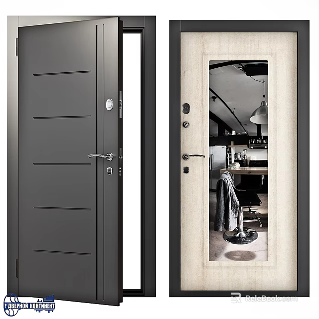 Modern Swing Door With Panel Design And Glass Insert For Interior Home Decor 3d model 