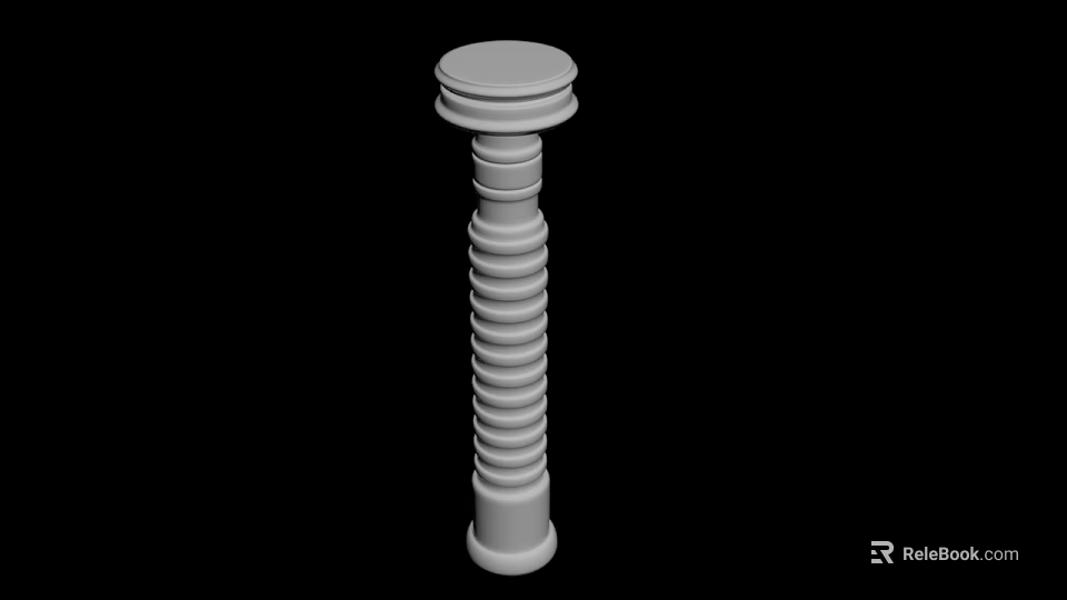 White Spiral Column 3D Rendered Isolated On Black Background With Smooth Cylindrical Design 3d model 