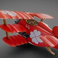 Red Biplane Model With White Clover Design And Lucky Text On Body