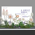 Elegant Floral Art Installation With White Pink Flowers Greenery Stones And Display Platform