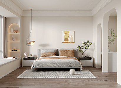 Modern Bedroom Cream Bedroom 3d model