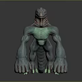 3D Rendered Lizard Like Game Movie Character With Green Skin Muscular Limbs And Green Claws