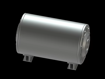 Silver Cylindrical Industrial Device With Metal Casing And Support Brackets 3d model