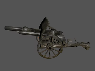 Antique Cannon Historical Military Weapon With Wooden Wheels And Metal Barrel 3d model