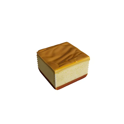 Rich Delicious Square Layered Caramel Top Creamy Cheesecake With Biscuit Base 3d model