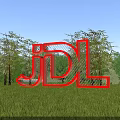 Red JDL Logo Displayed In Green Grass Field With Trees And Blue Sky