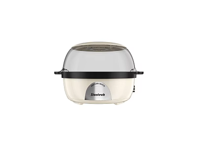 Household Electric Steamer With Transparent Lid Cream White Design For Quick Cooking 3d model