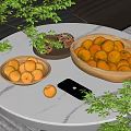Fresh Apricots in Wooden Bowls on a Marble Table with Green Leaves