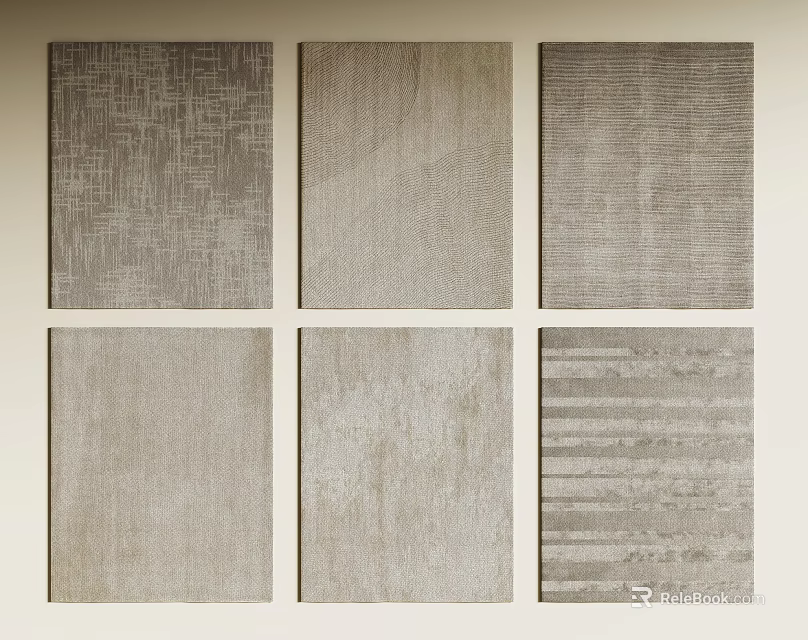 Square Rugs Featuring Various Textures And Neutral Tones For Home Decor 3d model