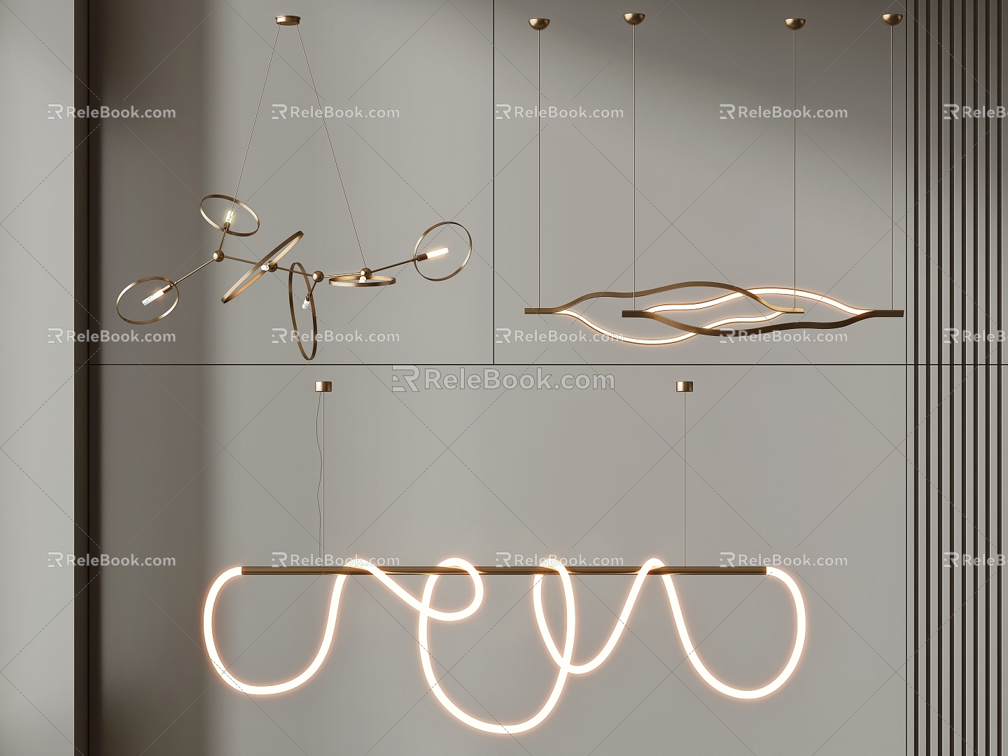 Linear metal chandelier model