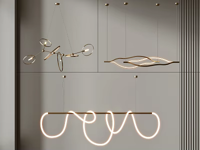Linear metal chandelier 3d model