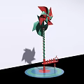 Colorful Pinwheel Toy With Red Green Blades And Round Base Structure