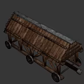 Ancient Wooden Siege Tower Vehicle With Historical Military Structure And Wheels