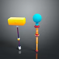 Vibrant Weapon Hammers with Yellow Square Head and Blue Ball Head in Colorful Handles Design