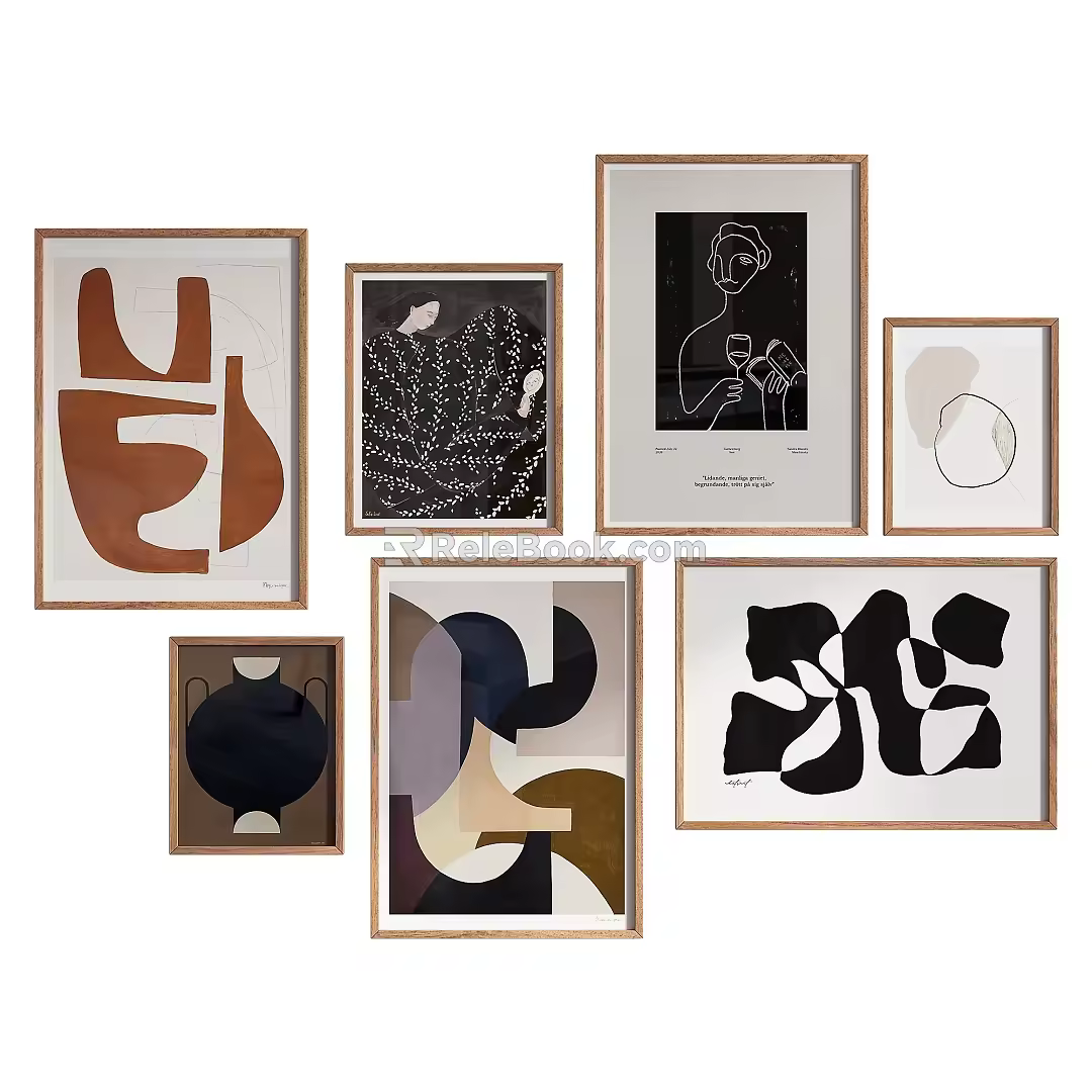 Nordic decorative painting combination 3d model