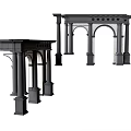 Classical Black Door Arches With Columns And Intricate Design Elements 3d model