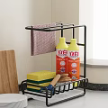 Practical Kitchenware Organizer Rack With Dish Soap Sponge Cutting Board And Towel