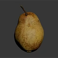 Ripe Yellow Pear With Brown Spots On Dark Background And Reflection