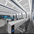 Modern Control Room Interior Featuring Multiple Computer Screens Workstations And Advanced Data Displays 3d model