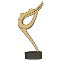 Golden Abstract Human Figure Sculpture With Black Base And Artistic Design