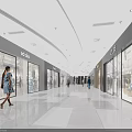 Modern Shopping Mall Stores Corridor With Glass Storefronts Shoppers And Elegant Lighting