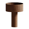 Modern Brown Table Lamp With Ribbed Fabric Shade And Cylindrical Base For Home Decor