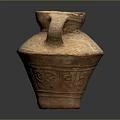 Antique Two Handled Terracotta Jar With Carved Patterns And Textured Surface