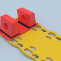 Yellow Elongated Orthopedic Medical Device With Perforated Surface And Red Components
