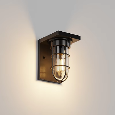 Outdoor Wall Light with Black Finish and Clear Glass Shade for Exterior Use 3d model