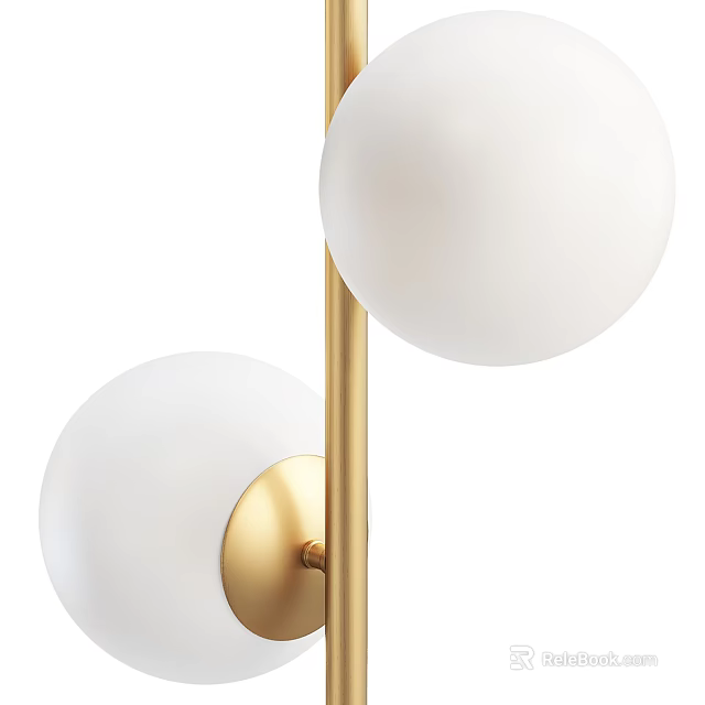 Modern Wall Lamp with Golden Bracket and White Spherical Lampshade for Contemporary Home Decor 3d model 