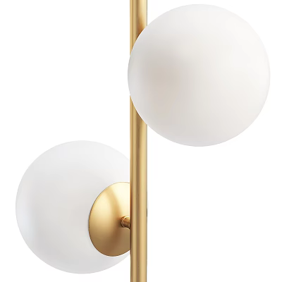 Modern Wall Lamp with Golden Bracket and White Spherical Lampshade for Contemporary Home Decor 3d model