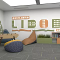 Modern Lounge Area Interior With White Chairs Bookshelves And Green Plants