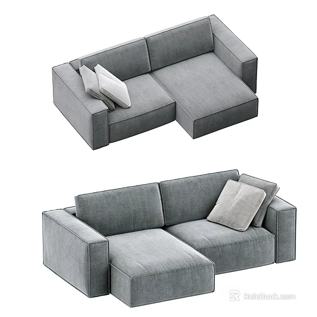 Modern Grey Two Seater Sofa Design With Comfortable Cushions And Armrests 3d model