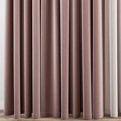 Textured Brown And Beige Curtains For Modern Living Room Window Decor 3d model