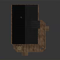 Modern Triangular Cabin with Black Roof Large Glass Windows Wooden Deck Table Chairs and Steps